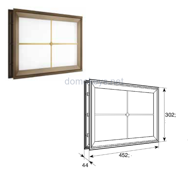 DoorHan DH85627/DH85628 : Окно акриловое 452х302 с раскладкой крест для панелей со структурой "филенка"